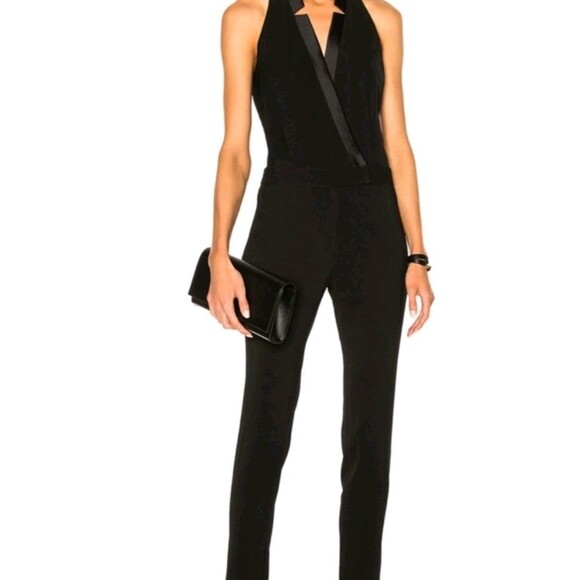 Veronica Beard Sz 2 Iggy Tuxedo Jumpsuit Sleeveless Black Party - Picture 5 of 6
